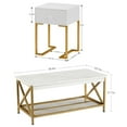 thumbnail image 6 of VECELO 3-Piece Coffee Table Set, Modern Living Room Set with Coffee Table and End Table, 1-Drawer, Gold, 6 of 8