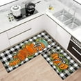 thumbnail image 2 of Fall Pumpkin Kitchen Rugs Set of 2,Buffalo Plaid Harvest Thanksgiving Floor Mats and Rugs Non Skid Washable for Kitchen Home Decor,Fall Farmhouse Decorations and Accessories (17"x47"+17"x30"), 2 of 6