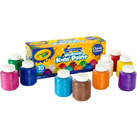 Crayola Washable Kids Paint, 2 Oz Bottles, 10 (Best Paint For Finger Painting)