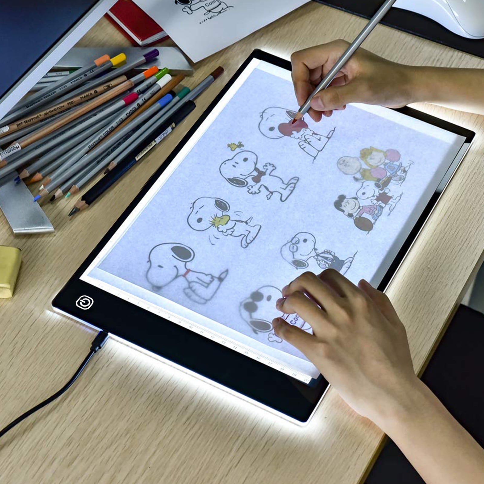 Portable A4 LED Light Box for Artcraft Tracing SUPERDANNY Ultra-Thin Dimmable Brightness Copy Board with Clips USB Powered Light Pad for Artists Drawing Sketching Animation Steaming Painting 