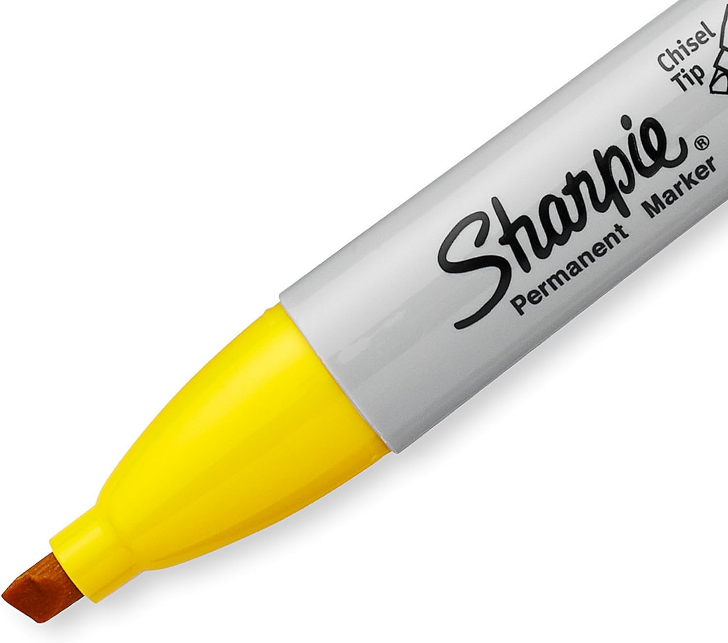 School Smart Non-Toxic Permanent Markers - 12 Pack Broad Chisel Tip Yellow Markers