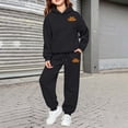 thumbnail image 2 of Zylarhe Kids Print Hoodie Toddler Boys Girls Sweatshirt Outfit Casual Two Piece Set Black 3-4 Years, 2 of 4