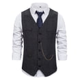 thumbnail image 1 of Mens Western Herringbone Suit Vest Cotton Blend Slim Fit, 1 of 3
