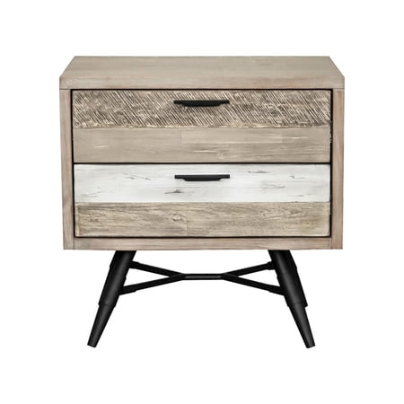 Armen Living Bridges 2 Drawer Nightstand in Two Tone Acacia Wood