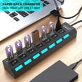 thumbnail image 3 of 7 Port High Speed USB 2.0 Hub w/Individual Power Switches On Off and LEDs, Compatible with Laptop PC USB Flash Drive Smartphone Transfer Data Speed up to 480Mbps Supports Windows Mac OS Linux, 3 of 7