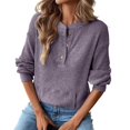 thumbnail image 3 of CAIXIA Womens Long Sleeve Henley Shirts Dressy Casual Button Up Tops Soft Ribbed Knit Tunic Basic Top, Loose Fit Crew Neck Tee Shirt, Drop Shoulder Blouses Fall Fashion Work Office Outfits, 3 of 5