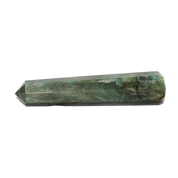 Green Mica/ Jade Obelisk Tower 8 Faceted Jet Healing Crystal Power Balancing Aura Rock Spirituality