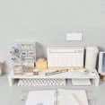 thumbnail image 1 of LNGOOR 1Pc Wooden Single-Layer Desktop Computer Riser.White Simple Office Storage Rack  Drawer Type Multifunctional Desktop Monitor Stand Simple Desk Pc Riser.Wooden Computer Desk Monitor, 1 of 4