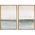 thumbnail image 2 of IDEA4WALL Framed Canvas Print Wall Art Set of 2 Grunge Industrial Pastel Gray Watercolor Horizon Geometric Abstract Modern Art Contemporary Artwork for Bedroom, Office - 24"x36"x2 Panels Natural, 2 of 5