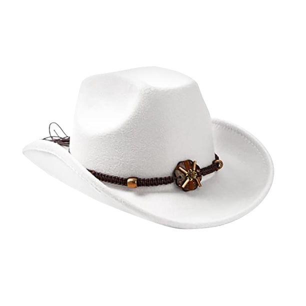 Sombrero de vaquero informal, sombreros para el sol, accesorios para cosplay, vestido elegante, sombrilla de ala ancha, disfraz Blanco