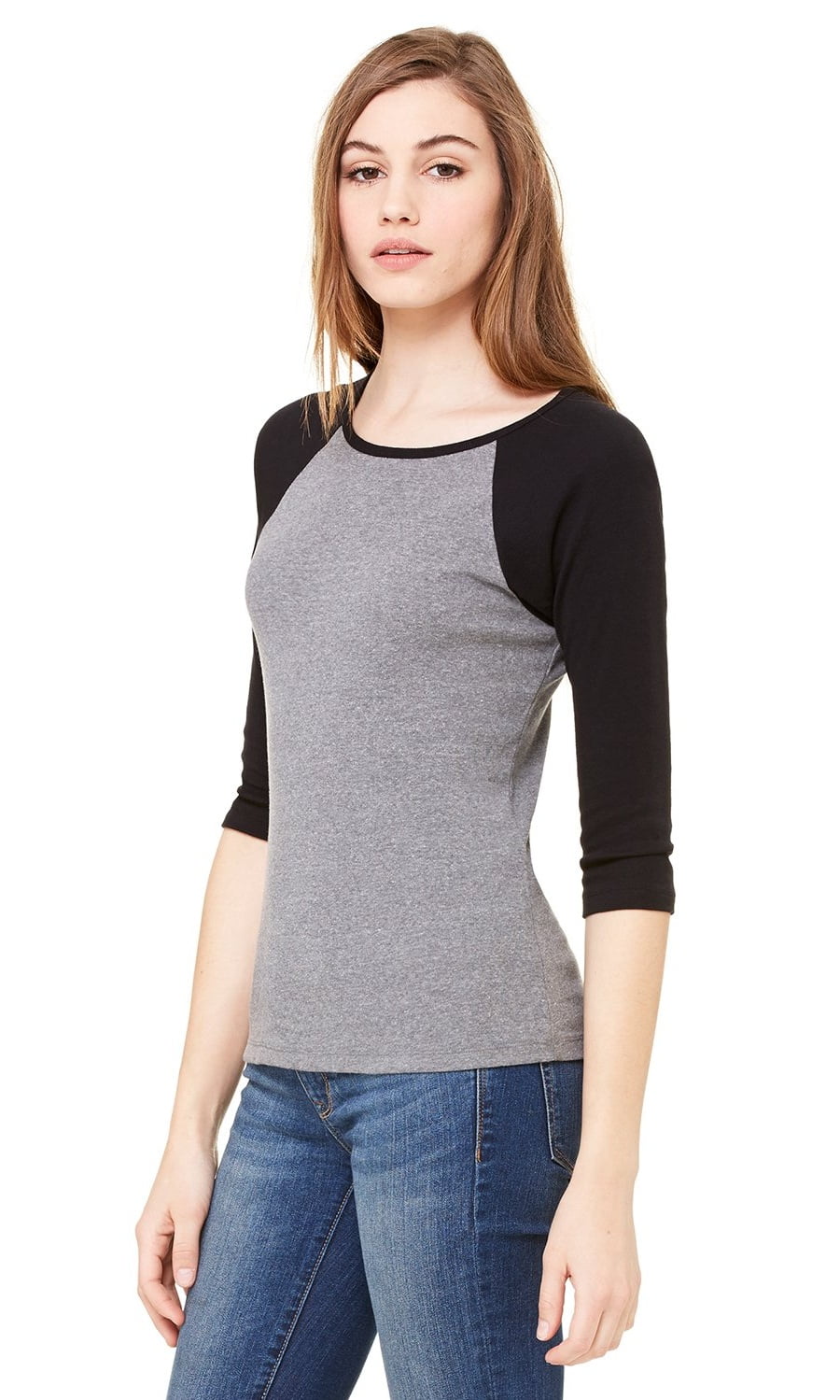 Friendly Arctic Apparel Options - Bella + Canvas 2000 - Women's Baby Rib Three  Quarter Sleeve Contrast Raglan Tee