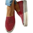 thumbnail image 3 of JINMGG Flat Shoes for Women Plus Clearance Women's Single Shoes Rhinestones Thick-Soled Flat Shoes Casual Students Shoes Red 39, 3 of 4