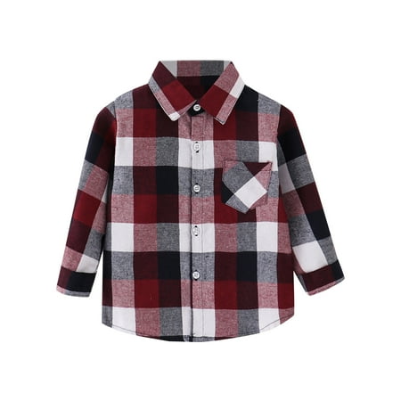 

Kids Toddler Flannel Jacket Plaid Long Sleeve Lapel Button Down Shacket Baby Boys Girls Pockets Shirt Top Coat Outwear