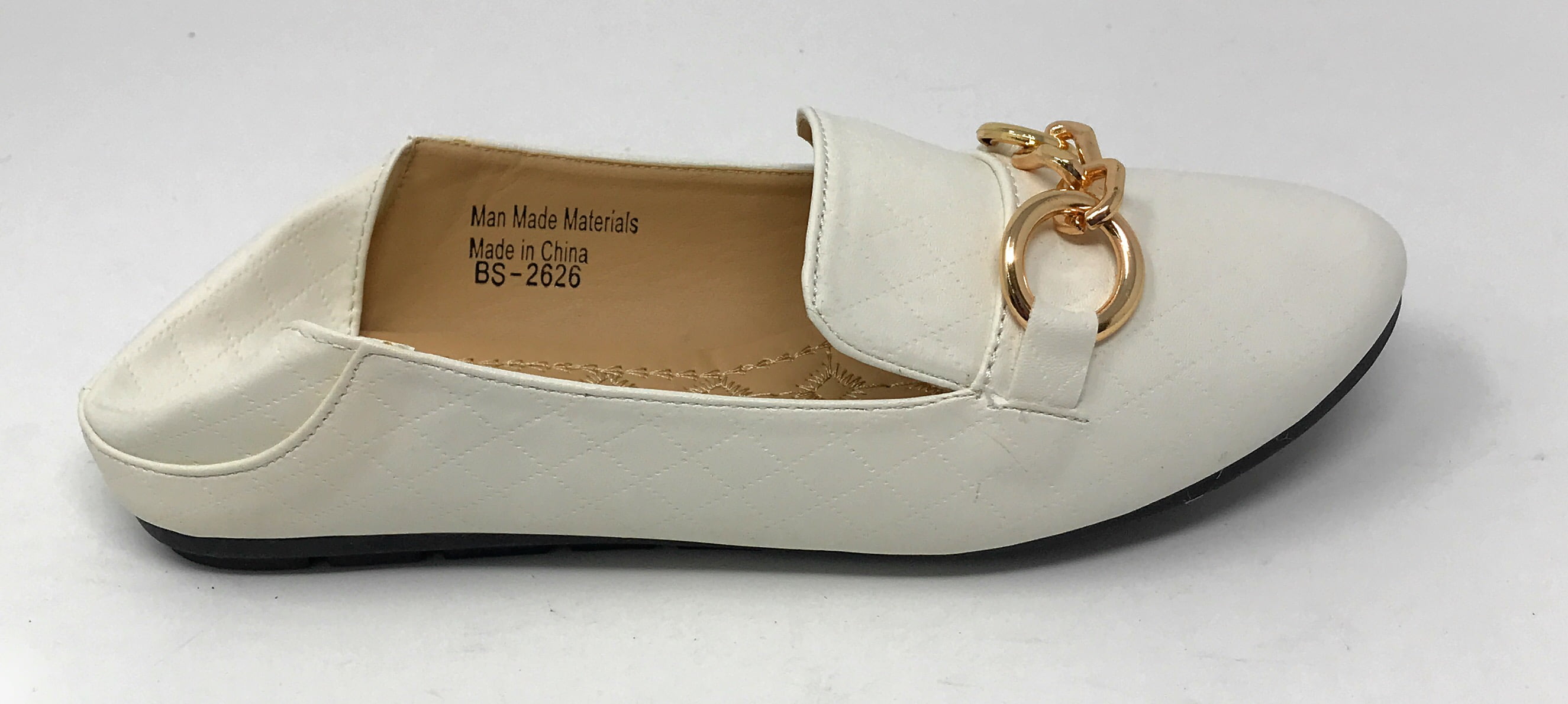 Victoria K Women's Foldover Quilted Gold Chain Ballerina Flats
