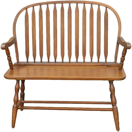 Pemberly Row Modern Wood Living Room Bench in American Oak Finish