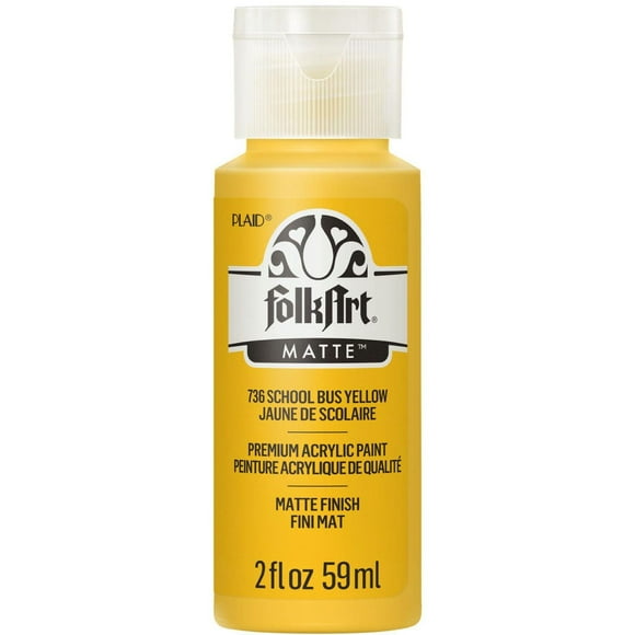 Folkart Acrylic Paint 2 oz Schoolbus Yellow, FolkArt Acrylic Craft Paint