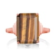 thumbnail image 2 of Gem Stone King 18K Rose Gold Plated Silver Brown Tiger Eye Ring for Women (6.50 Cttw, Emerald Cut 14X10MM, Gemstone Birthstone, Available in Size 5, 6, 7, 8, 9), 2 of 4
