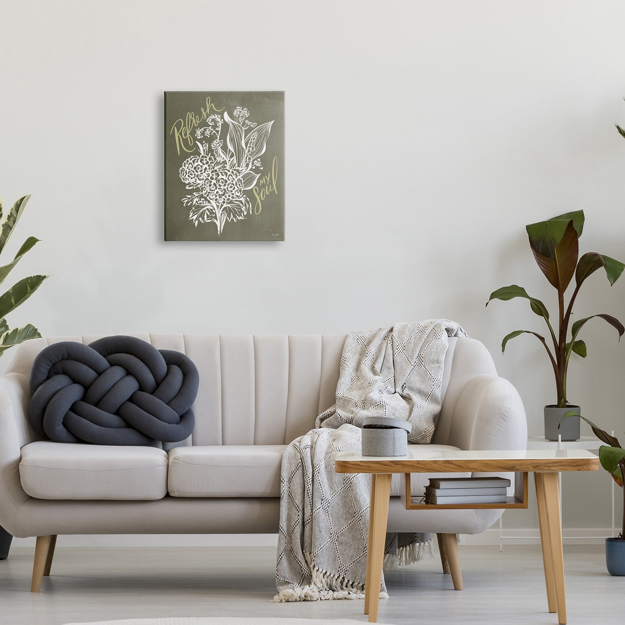 Stupell Industries Refresh My Soul Botanical Flower Leaf Sprouts Stencil,16 x 20, Design by House Fenway