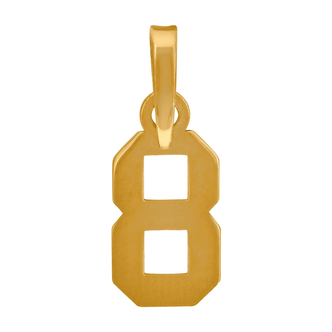 925 Sterling Silver Yellow-tone Unisex Letter Name Personalized Monogram Initial Number 8 Charm Pendant Necklace 17.2x6.