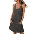 thumbnail image 2 of IUYRTFE Women's Sleeveless V-Neck Mini Dress with Pockets Adjustable Straps Casual Loose Fit Summer Tank Dress, 2 of 9