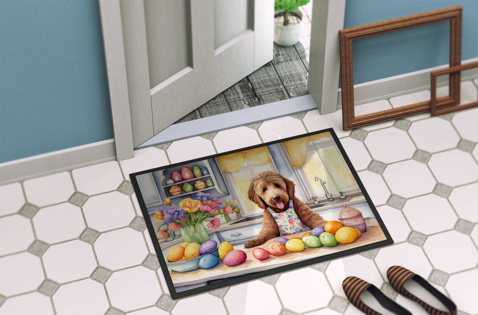 Decorating Easter Labradoodle Doormat 36 in x 24 in