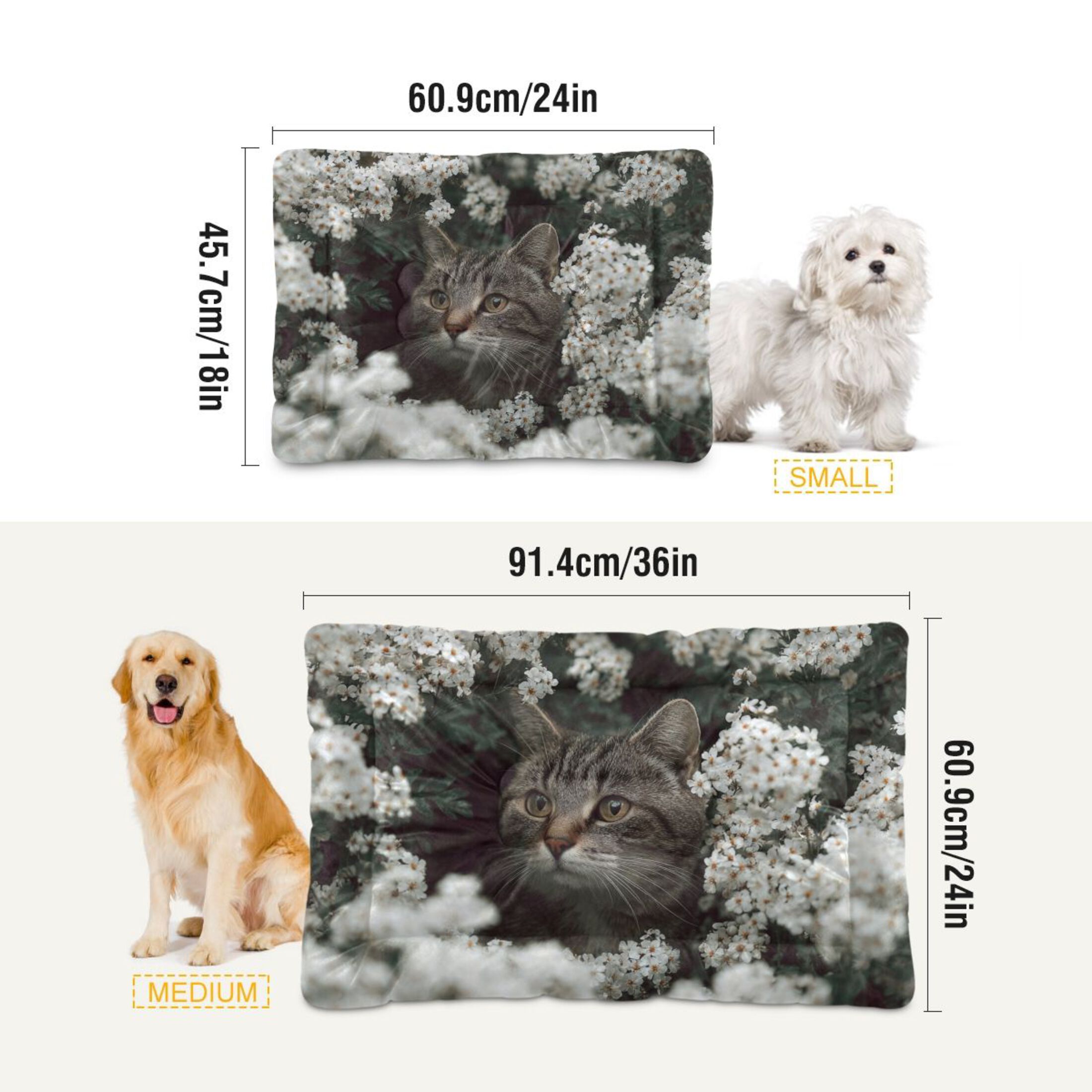 Cozy Mat Pet Bed Indoor Outdoor Warm Soft For Cat Dog Puppy(S/M) Tiny Blossoms