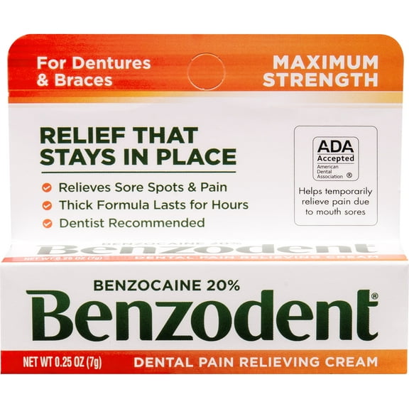 Benzodent Dental Pain Relieving Cream, 0.25 oz (Pack of 3)