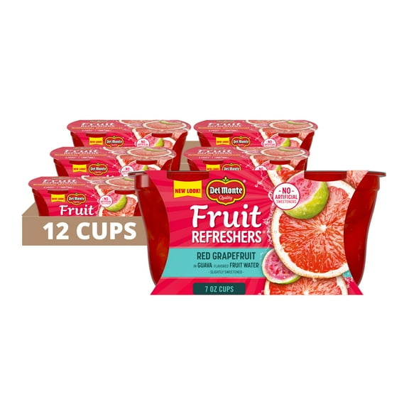 Del Monte Refreshers Red Grapefruit MDA05 in Guava Fruit Water Cups, 7 Ounce (2 Count per Pack, Pack of 6)