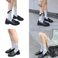 thumbnail image 2 of Milue Womens Bowknot Knee High Socks Black White Solid Color Crew Socks Calf Sock, 2 of 21