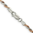 thumbnail image 2 of Auriga Fine Jewelry 925 Sterling Silver and Rose Vermeil 2.5 mm Diamond-cut Rope Chain Necklace for Men 18", 2 of 6
