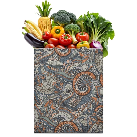 Elegant Floral Reusable Grocery Bag - Large Capacity Foldable Tote, Washable & Durable