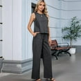 thumbnail image 6 of Women's Two Piece Denim Suits Sleeveless, Wide Leg Jeans & Pants, Outerwear Vests (Women's), 6 of 9