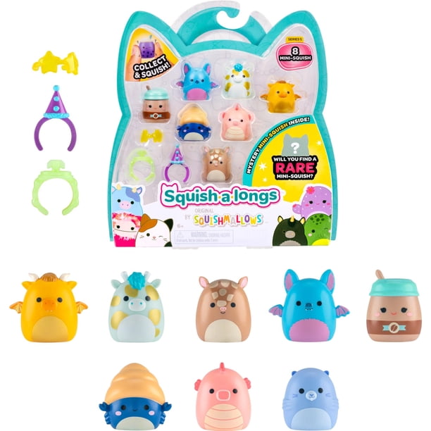 Mini-Squish Squish-a-Longs, paquete de 8 unidades (Wave 5, Style 4) con accesorios