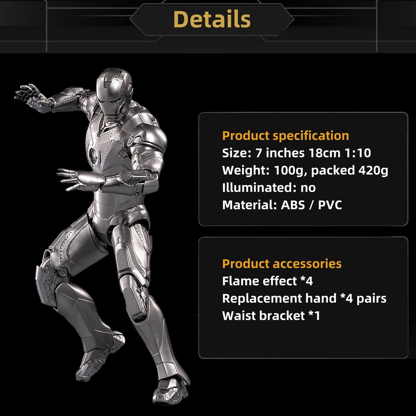 ZD Toys 1/10 Scale 7 inch Iron Man MK22 Hot Rod Collectors Action Figure