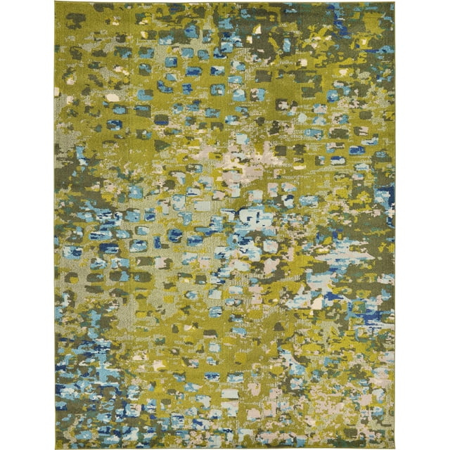 Unique Loom Jardin Collection Vibrant Abstract Area Rug, 9 x 12 Feet, Green/Olive