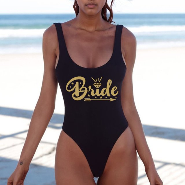 WILLBEST Trajes de Baño Mujer 2 Piezas Traje de Baño Mujer Moda Letra Impresa Pieza Traje de Baño Sexy Bikini Traje de Baño Sin Mangas Traje de Baño Sin Espalda