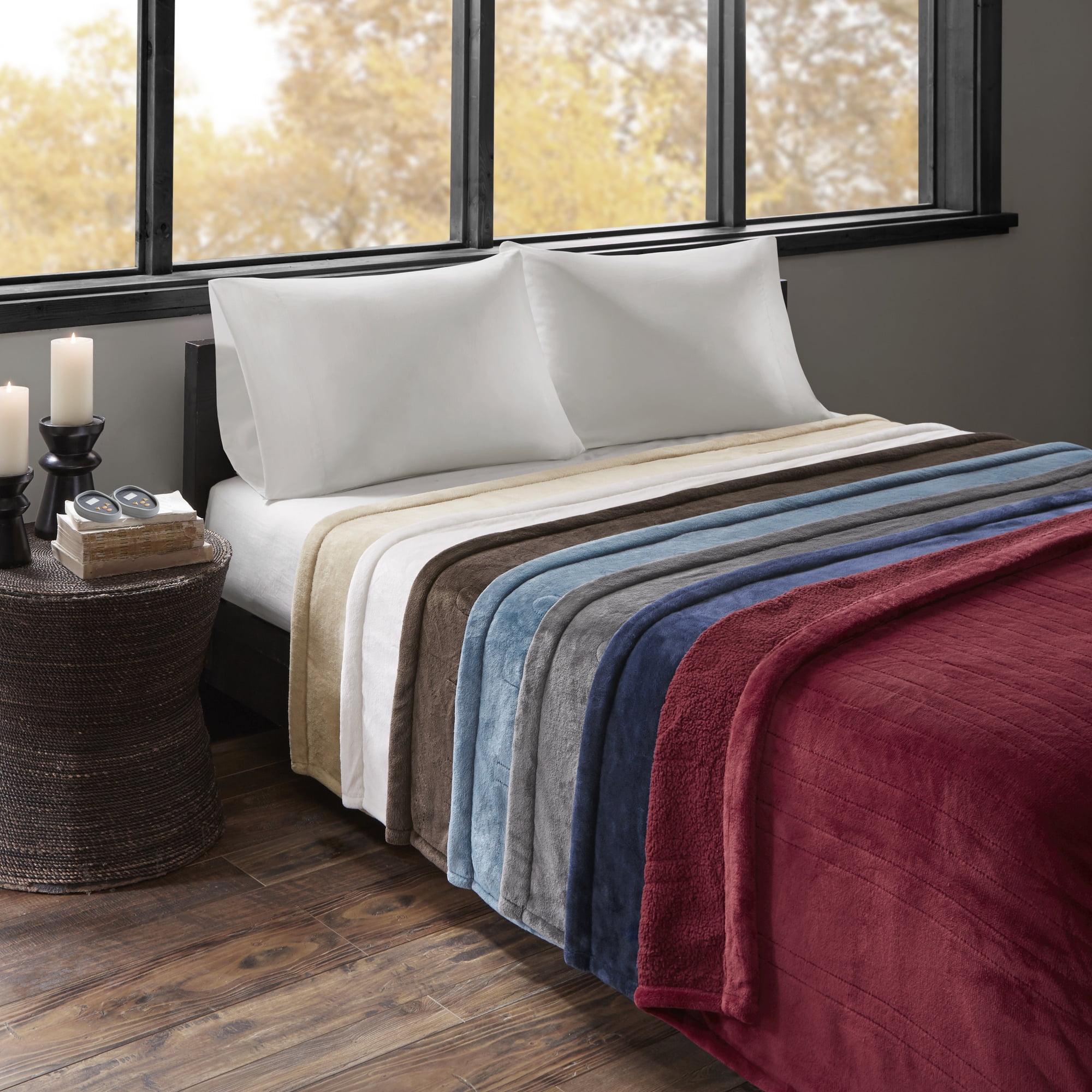 Beautyrest Heated Microlight to Berber Solid Blanket, Full, Chocolate