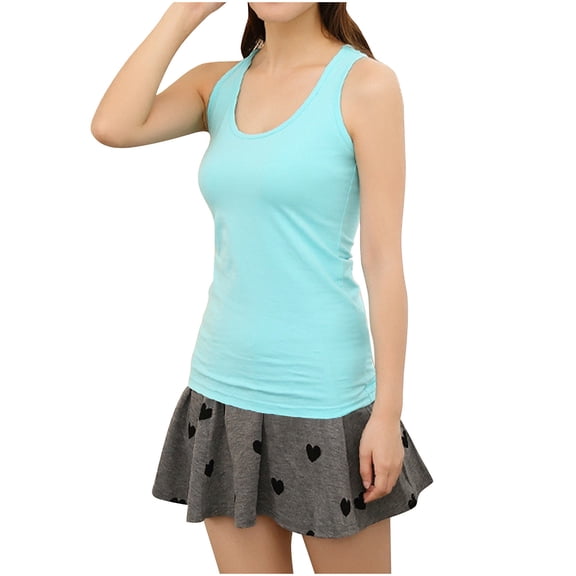 Womens Tank Tops- Women's Plain Solid Color Ribbed Racerback Tank Top Shirt Plus Sizes