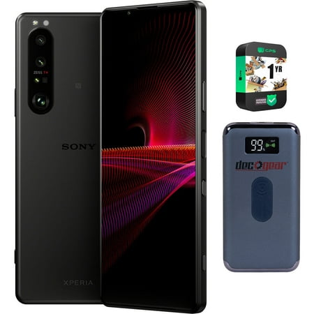 Sony XQBC62/B XPERIA 1 III Dual-SIM 256GB 5G Smartphone, Frosted Black (Unlocked) Bundle with 1 Year Extended Protection Plan and Deco Gear 8000mAh Power Bank with Wireless Device Charging