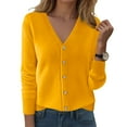 thumbnail image 2 of idosla Cardigan Sweaters for Women Casual Long Sleeve Open Front Button Down Knit Outwear Soft Comfy Fashion Clothes (Yellow, L), 2 of 4