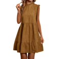 thumbnail image 1 of Ovzne Robes Grande Taille pour Femmes aux Formes Robe Mode Femme Vacances Été Couleur Unie Col Rond Manches Courtes Fête Plage Robe Ample Robe Grande Taille Liquidation, 1 of 6