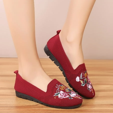 

Women Casual Mesh Slip-On Wedges Round Toe Breathable Single Shoes Peas Shoes