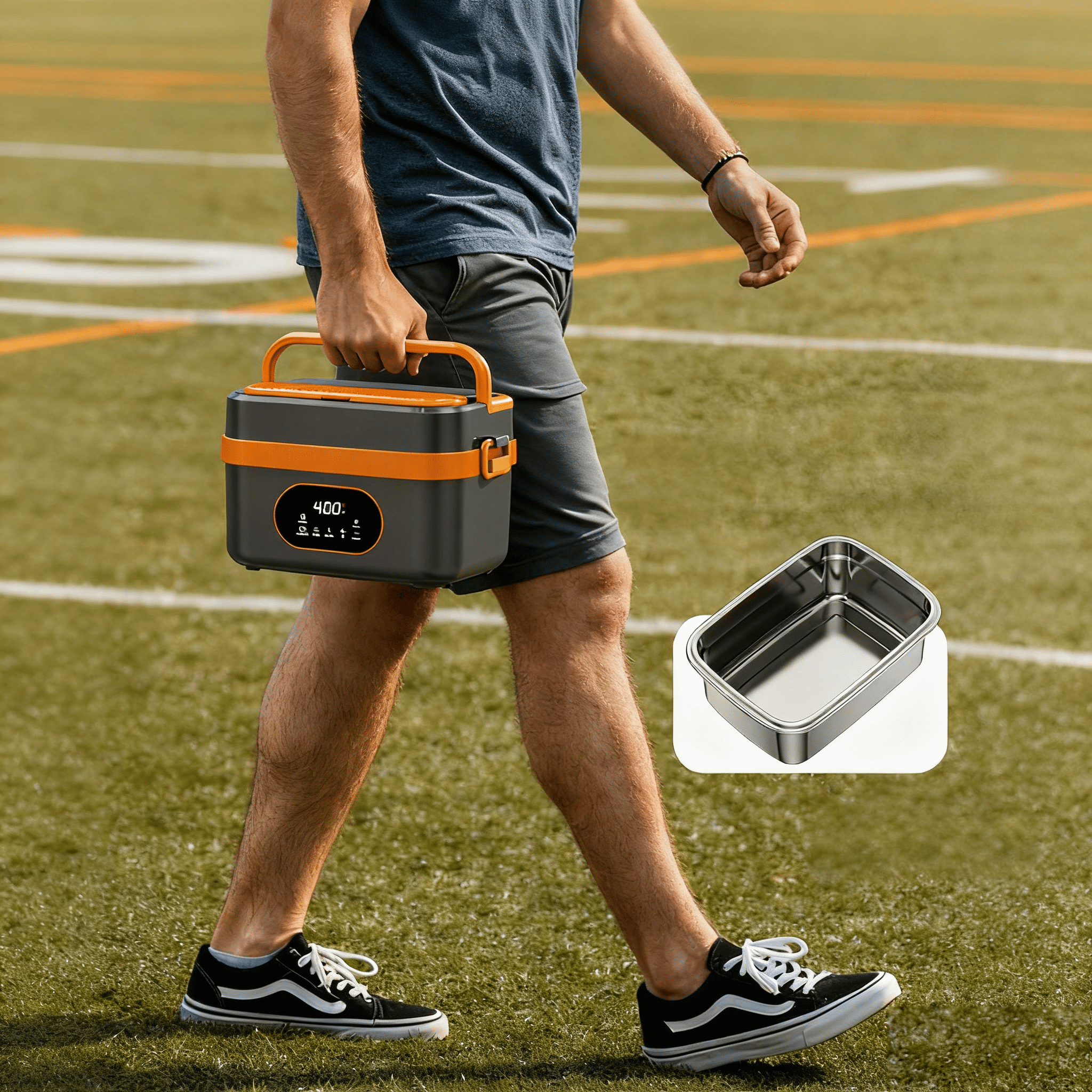 Govvep Cordless Electric Lunch Box for Adults, Rechargeable Auto Heated Lunch Box with 1.5L Removable container&Insulated Bag for Office, Picnic, Car & Outdoor Use