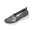 thumbnail image 2 of XUNKUSGA Walking Shoes Women Trendy Embroidered Knit Womens Shoes Casual Breathable Mesh Slip On Shoes Women Lightweight Comfortable Womens Walking Shoes,Green,5.5, 2 of 9