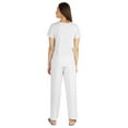 thumbnail image 4 of Inkmeso Womens 2Pcs Solid Nightwear Set Short Sleeves Top & Pajama Sets Soft Cotton Loungewear, 4 of 7