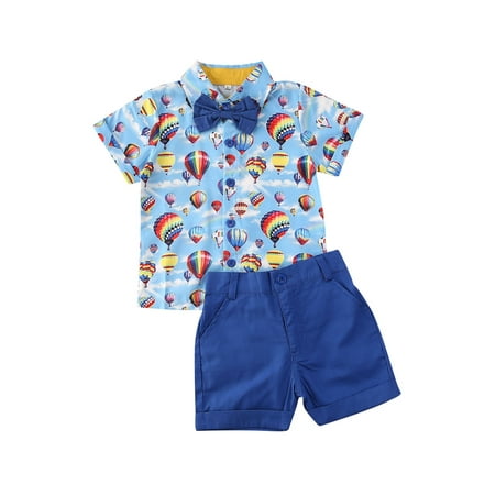 

LWXQWDS Baby Boys Short Sleeve Button Down Bowtie T-Shirt Tops Shorts Pants Gentelman Suit
