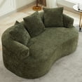 thumbnail image 3 of Curved Loveseat, Small Chenille Sofa with 3 Pillows, Deep Seat Couch for Apartment, Living Room, No Assembly Needed, 3 of 9