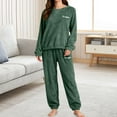 thumbnail image 7 of Women Pajama Sets Green Cute Pajama Sets for Women Women's Winter and Autumn Thickened Fleece and Coral Fleece Warm Up Set Two Piece Set for Students Suitable for Home Wear and Can Be Worn Outside., 7 of 7