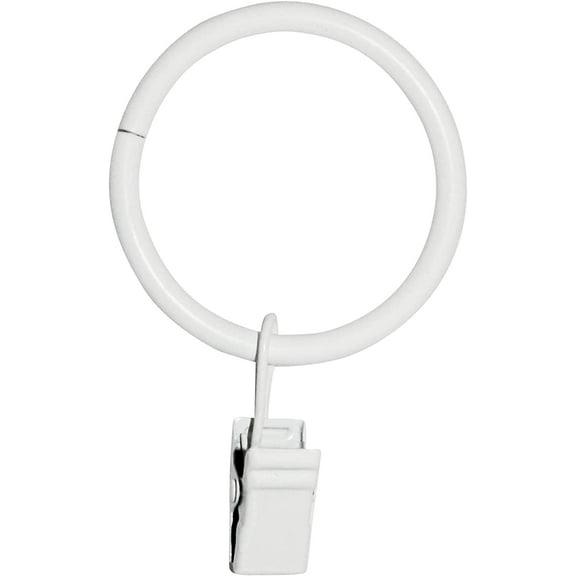 Curtain Rings with Clips White 15 Pack 1.5" Inner Diameter of Metal Clips Ring, Suitable for 1.25" Curtain Rod, Curtain Wire Hooks Hanging Eyelet Rings with Clips Strong Load-Bearing