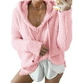 thumbnail image 1 of UKAP Ladies Sweatshirt Solid Color Pullover Drawstring Hoodies Loose Fit Winter Hooded Tops Pink S, 1 of 2
